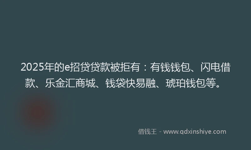2025年的e招贷贷款被拒有：有钱钱包、闪电借款、乐金汇商城、钱袋快易融、琥珀钱包等。