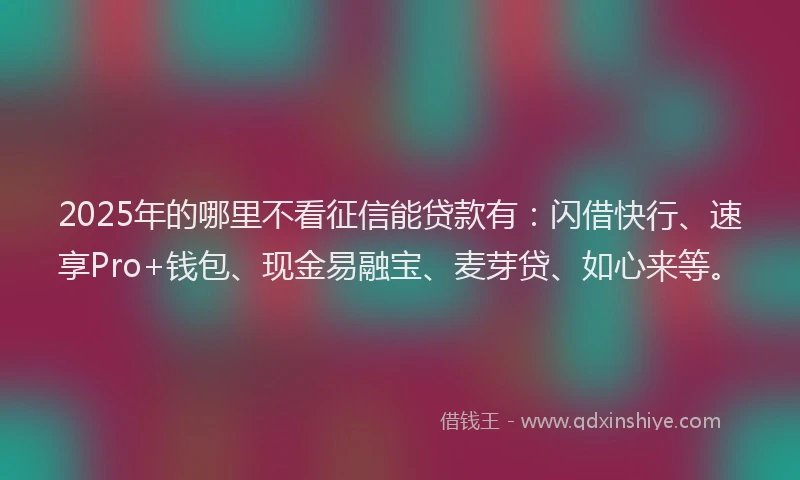 2025年的哪里不看征信能贷款有：闪借快行、速享Pro+钱包、现金易融宝、麦芽贷、如心来等。
