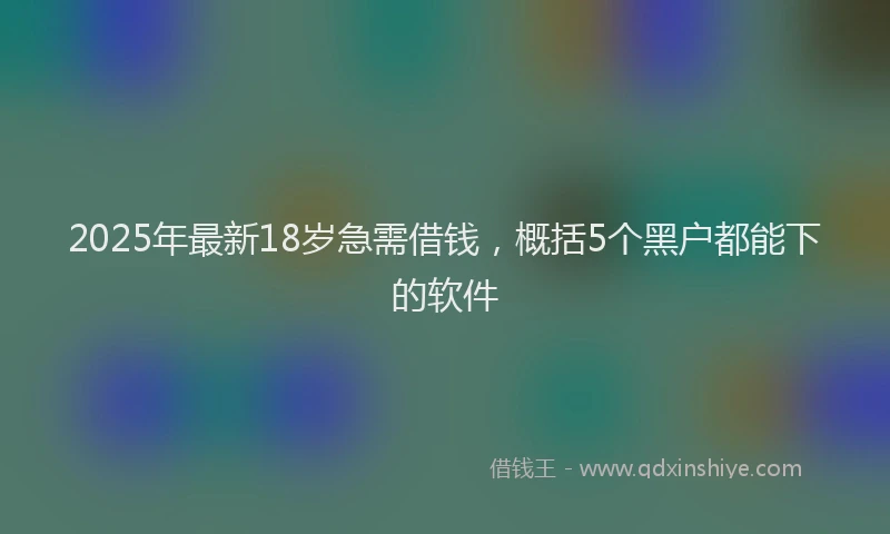 2025年最新18岁急需借钱，概括5个黑户都能下的软件