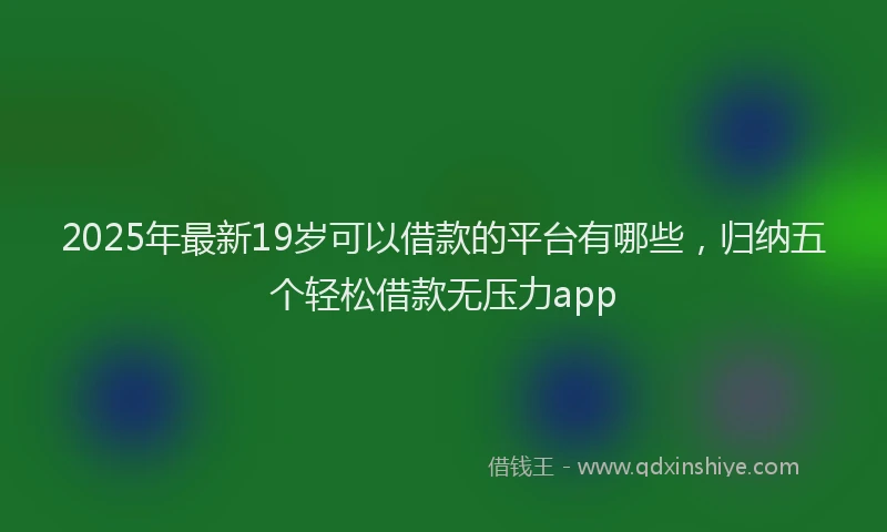 2025年最新19岁可以借款的平台有哪些，归纳五个轻松借款无压力app
