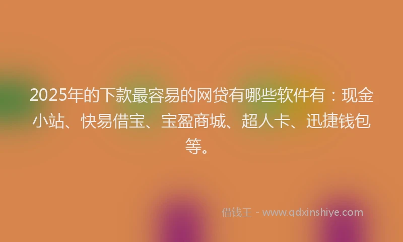2025年的下款最容易的网贷有哪些软件有：现金小站、快易借宝、宝盈商城、超人卡、迅捷钱包等。