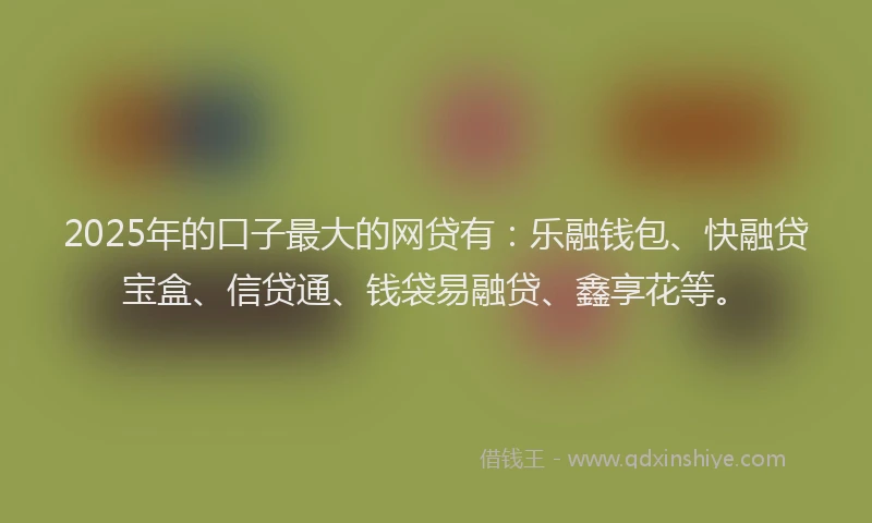 2025年的口子最大的网贷有：乐融钱包、快融贷宝盒、信贷通、钱袋易融贷、鑫享花等。