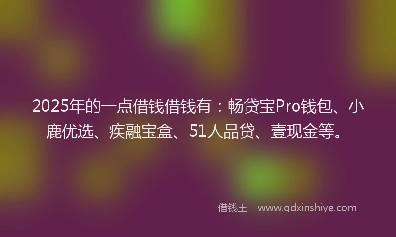 2025年的一点借钱借钱有：畅贷宝Pro钱包、小鹿优选、疾融宝盒、51人品贷、壹现金等。