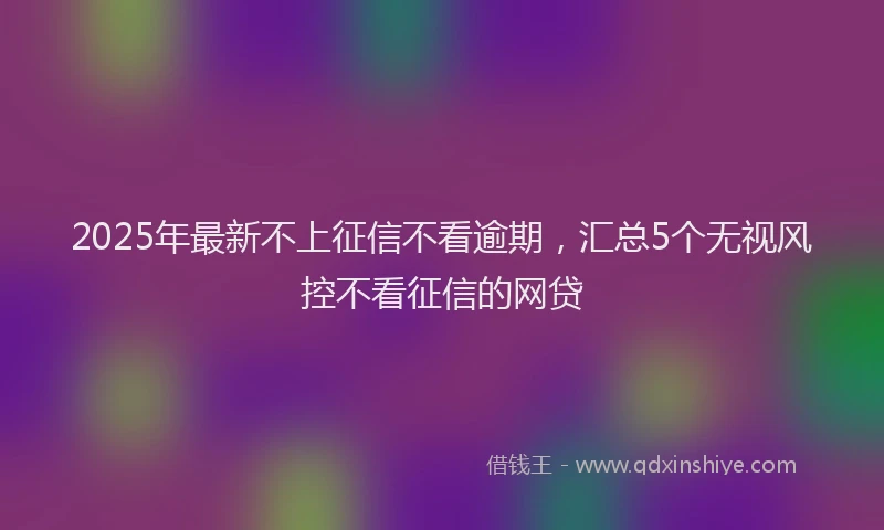 2025年最新不上征信不看逾期，汇总5个无视风控不看征信的网贷