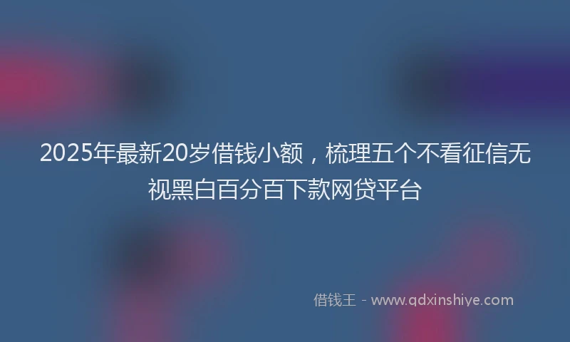 2025年最新20岁借钱小额，梳理五个不看征信无视黑白百分百下款网贷平台