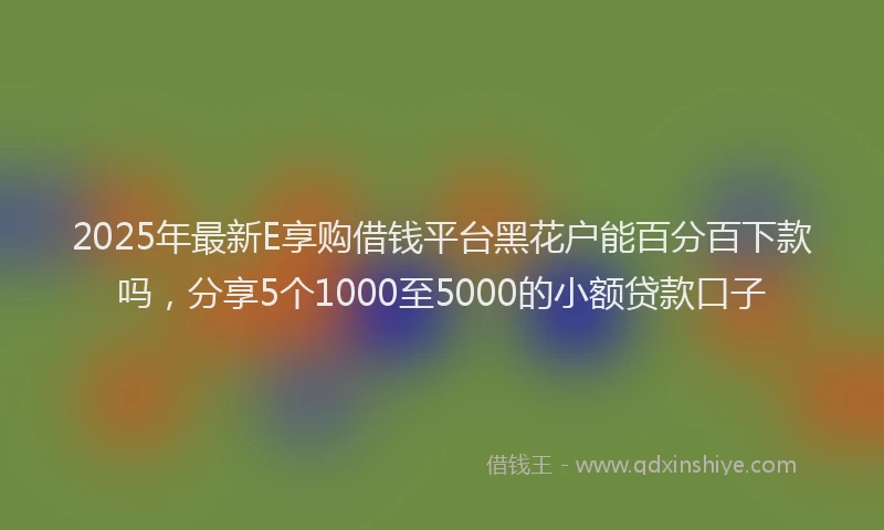 2025年最新E享购借钱平台黑花户能百分百下款吗，分享5个1000至5000的小额贷款口子