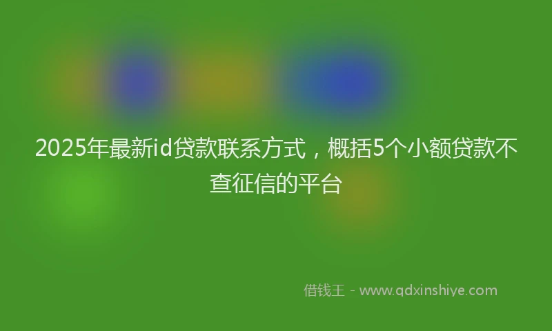2025年最新id贷款联系方式，概括5个小额贷款不查征信的平台
