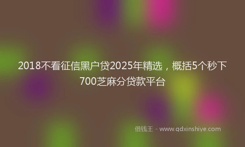 2018不看征信黑户贷2025年精选，概括5个秒下700芝麻分贷款平台
