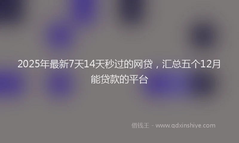2025年最新7天14天秒过的网贷，汇总五个12月能贷款的平台
