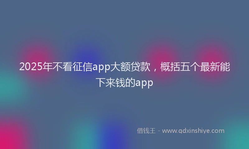 2025年不看征信app大额贷款，概括五个最新能下来钱的app