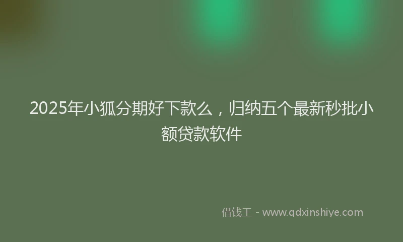 2025年小狐分期好下款么，归纳五个最新秒批小额贷款软件