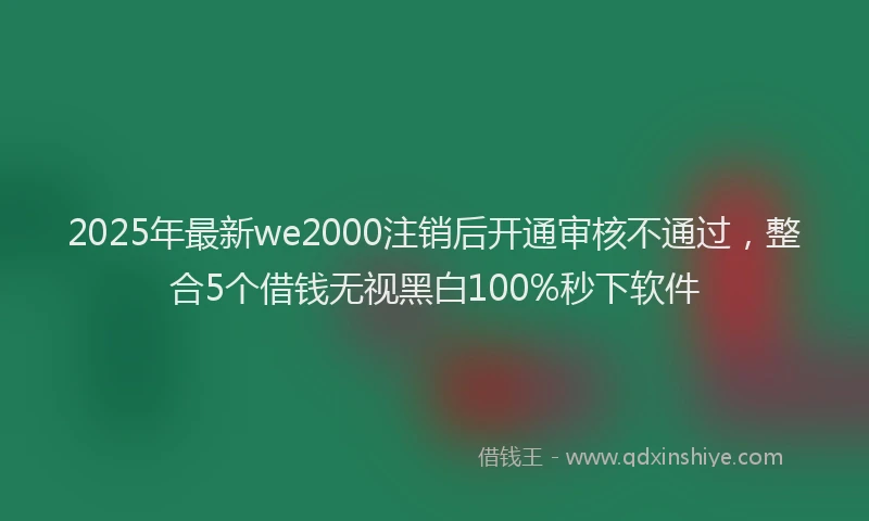 2025年最新we2000注销后开通审核不通过,整合5个借钱无视黑白100%秒下软件