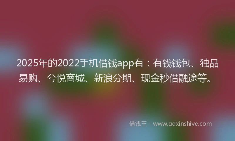 2025年的2022手机借钱app有：有钱钱包、独品易购、兮悦商城、新浪分期、现金秒借融途等。