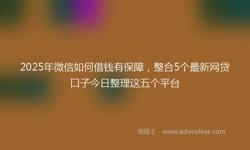 2025年微信如何借钱有保障，整合5个最新网贷口子今日整理这五个平台