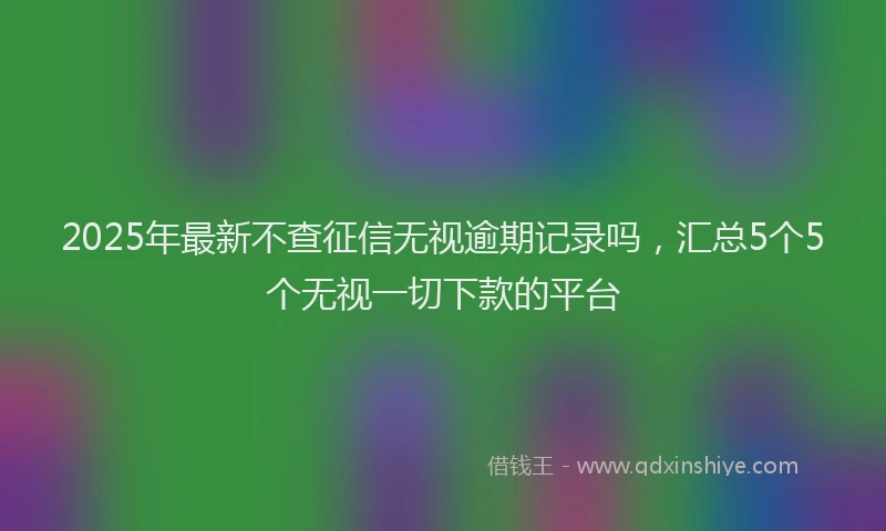 2025年最新不查征信无视逾期记录吗，汇总5个5个无视一切下款的平台