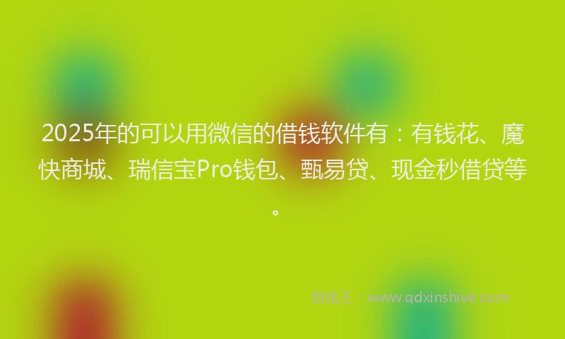 2025年的可以用微信的借钱软件有：有钱花、魔快商城、瑞信宝Pro钱包、甄易贷、现金秒借贷等。