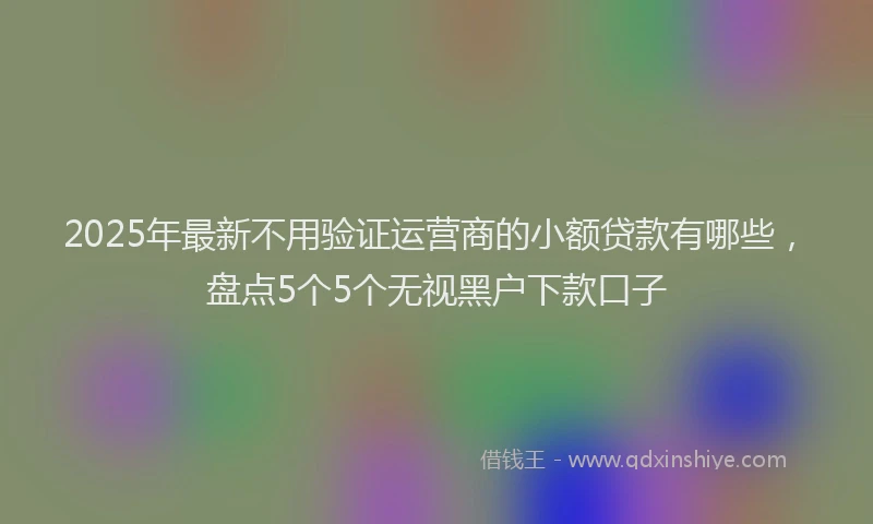 2025年最新不用验证运营商的小额贷款有哪些，盘点5个5个无视黑户下款口子