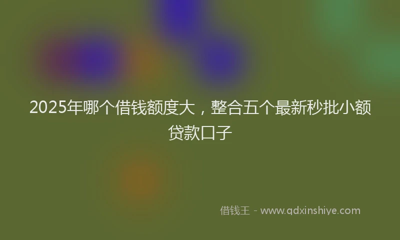 2025年哪个借钱额度大，整合五个最新秒批小额贷款口子