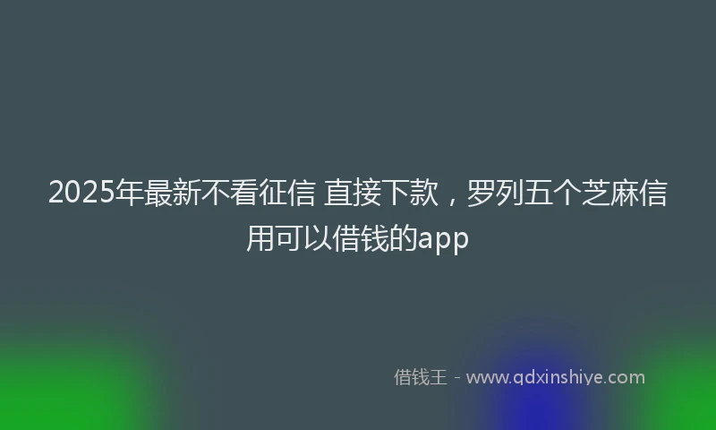 2025年最新不看征信 直接下款，罗列五个芝麻信用可以借钱的app
