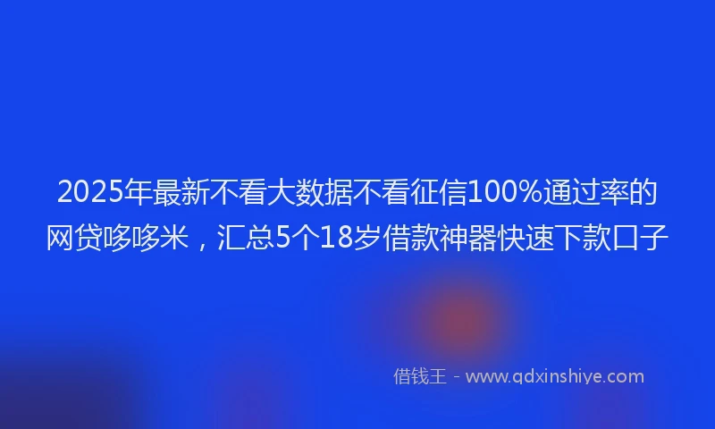 2025年最新不看大数据不看征信100%通过率的网贷哆哆米，汇总5个18岁借款神器快速下款口子