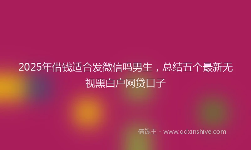 2025年借钱适合发微信吗男生，总结五个最新无视黑白户网贷口子