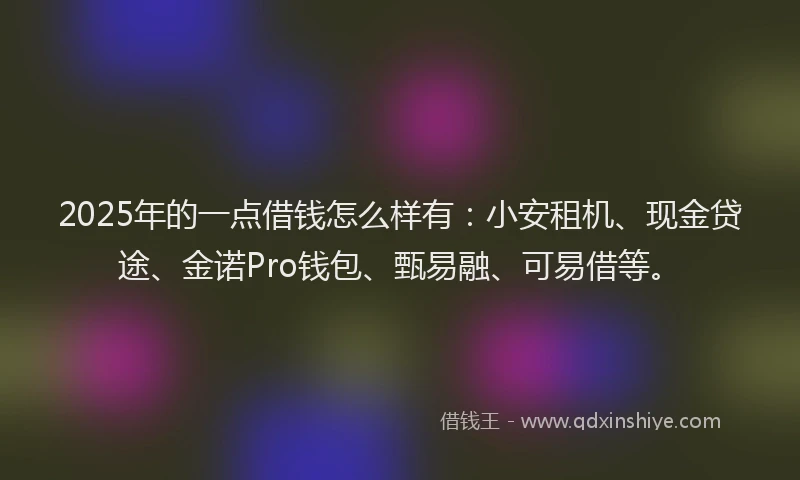 2025年的一点借钱怎么样有：小安租机、现金贷途、金诺Pro钱包、甄易融、可易借等。