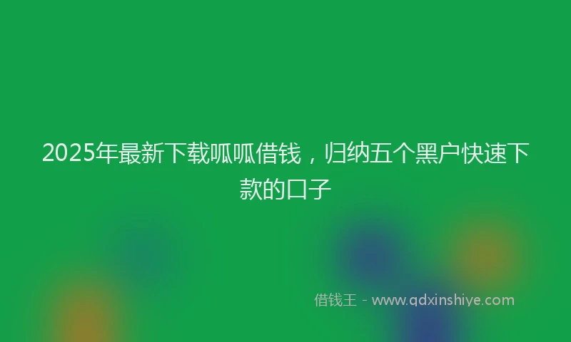 2025年最新下载呱呱借钱，归纳五个黑户快速下款的口子