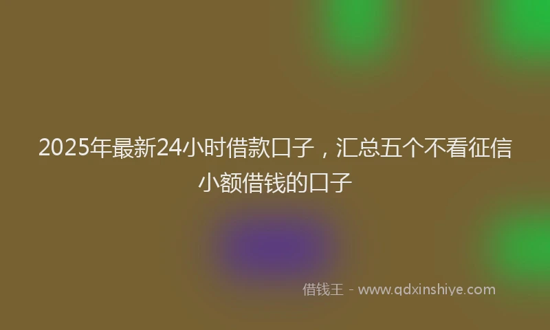 2025年最新24小时借款口子，汇总五个不看征信小额借钱的口子