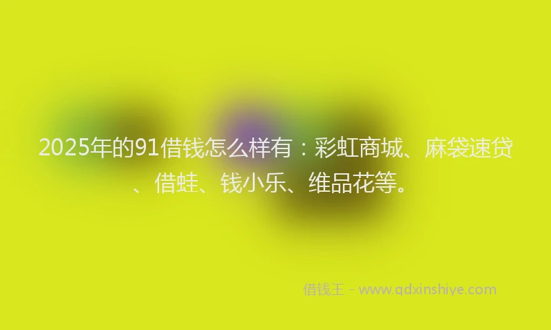 2025年的91借钱怎么样有：彩虹商城、麻袋速贷、借蛙、钱小乐、维品花等。