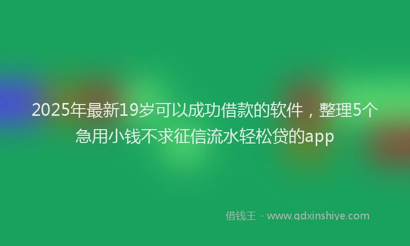 2025年最新19岁可以成功借款的软件，整理5个急用小钱不求征信流水轻松贷的app