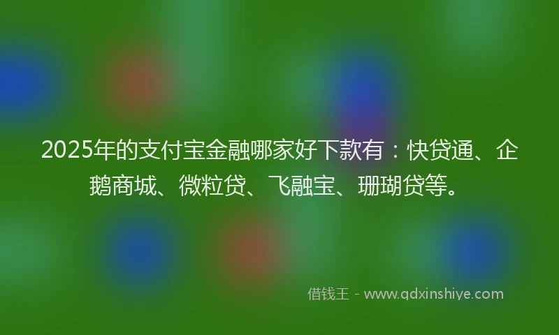 2025年的支付宝金融哪家好下款有：快贷通、企鹅商城、微粒贷、飞融宝、珊瑚贷等。