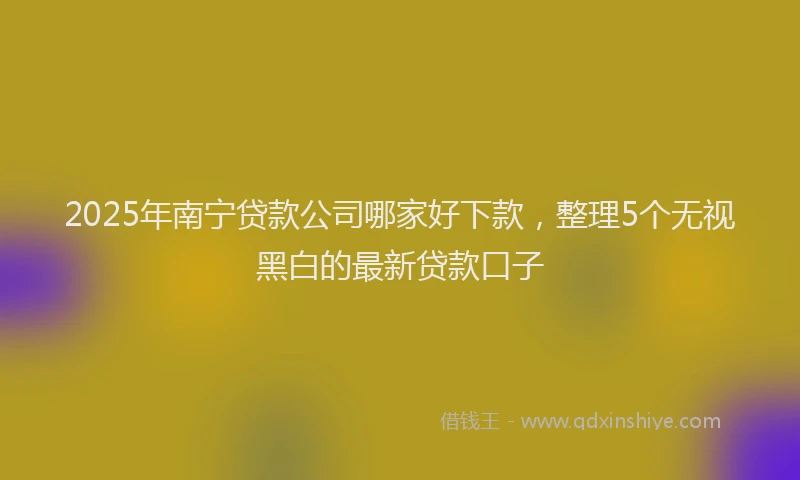 2025年南宁贷款公司哪家好下款，整理5个无视黑白的最新贷款口子