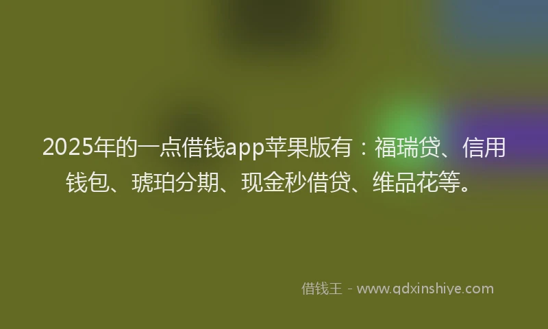 2025年的一点借钱app苹果版有：福瑞贷、信用钱包、琥珀分期、现金秒借贷、维品花等。