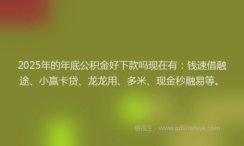 2025年的年底公积金好下款吗现在有：钱速借融途、小赢卡贷、龙龙用、多米、现金秒融易等。