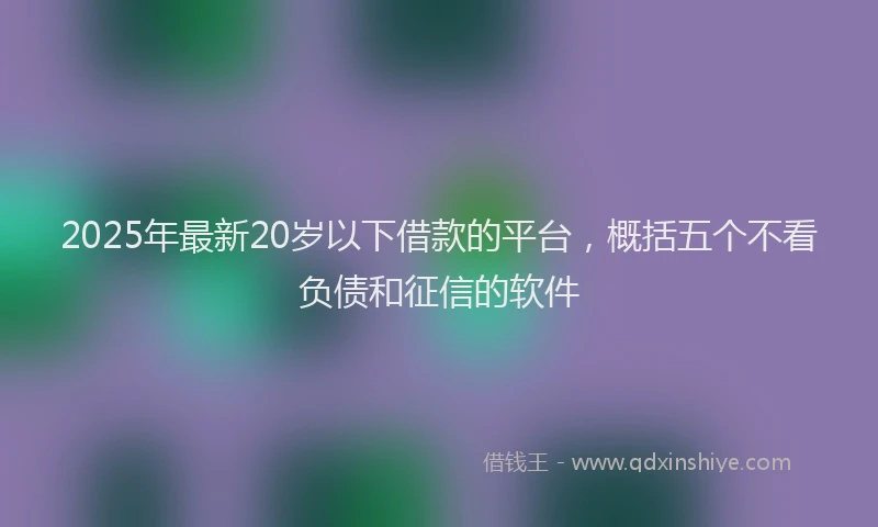 2025年最新20岁以下借款的平台，概括五个不看负债和征信的软件