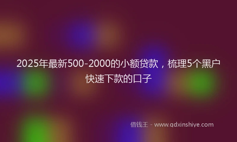 2025年最新500-2000的小额贷款，梳理5个黑户快速下款的口子