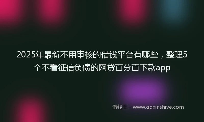 2025年最新不用审核的借钱平台有哪些，整理5个不看征信负债的网贷百分百下款app