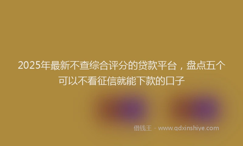 2025年最新不查综合评分的贷款平台，盘点五个可以不看征信就能下款的口子