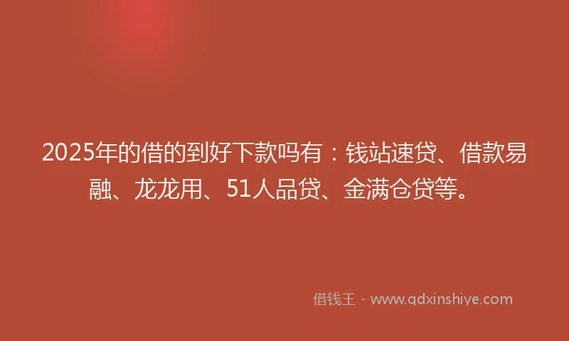 2025年的借的到好下款吗有：钱站速贷、借款易融、龙龙用、51人品贷、金满仓贷等。