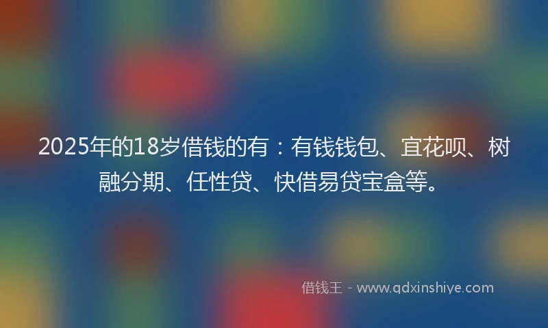 2025年的18岁借钱的有：有钱钱包、宜花呗、树融分期、任性贷、快借易贷宝盒等。