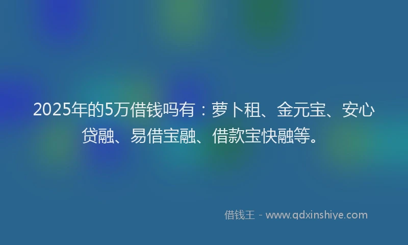 2025年的5万借钱吗有：萝卜租、金元宝、安心贷融、易借宝融、借款宝快融等。