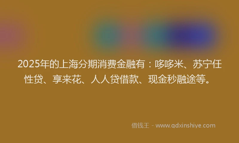 2025年的上海分期消费金融有：哆哆米、苏宁任性贷、享来花、人人贷借款、现金秒融途等。