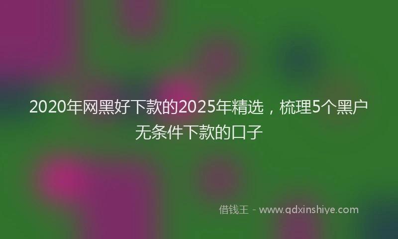 2020年网黑好下款的2025年精选，梳理5个黑户无条件下款的口子