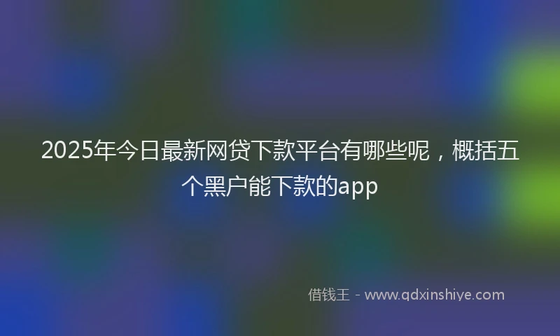 2025年今日最新网贷下款平台有哪些呢，概括五个黑户能下款的app