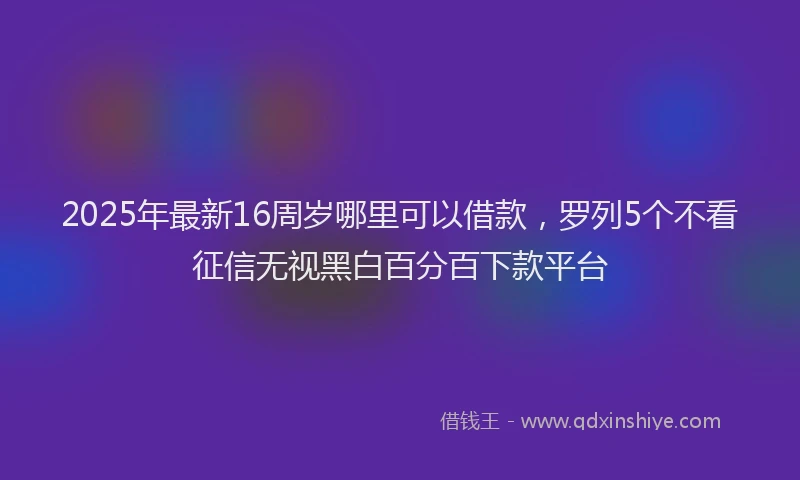 2025年最新16周岁哪里可以借款，罗列5个不看征信无视黑白百分百下款平台