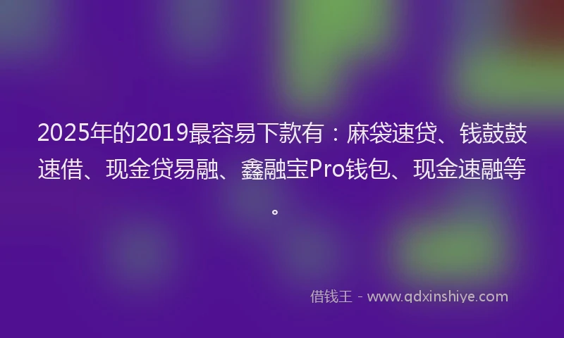 2025年的2019最容易下款有：麻袋速贷、钱鼓鼓速借、现金贷易融、鑫融宝Pro钱包、现金速融等。