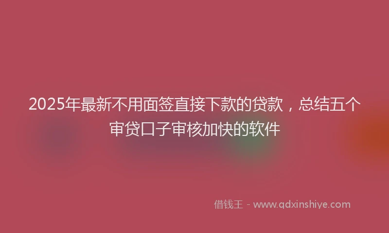2025年最新不用面签直接下款的贷款，总结五个审贷口子审核加快的软件