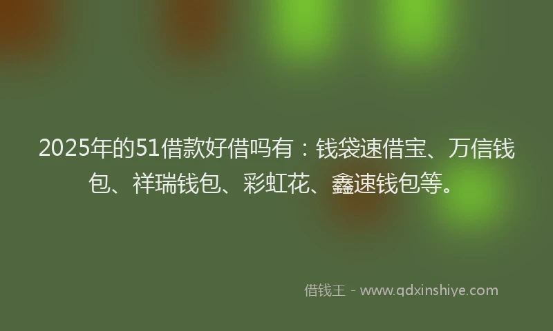 2025年的51借款好借吗有：钱袋速借宝、万信钱包、祥瑞钱包、彩虹花、鑫速钱包等。