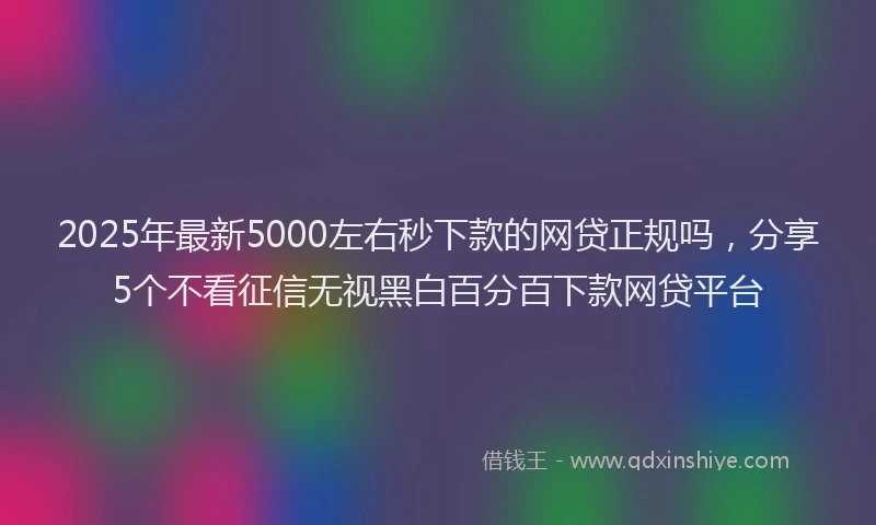 2025年最新5000左右秒下款的网贷正规吗，分享5个不看征信无视黑白百分百下款网贷平台