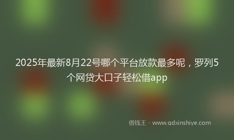 2025年最新8月22号哪个平台放款最多呢，罗列5个网贷大口子轻松借app
